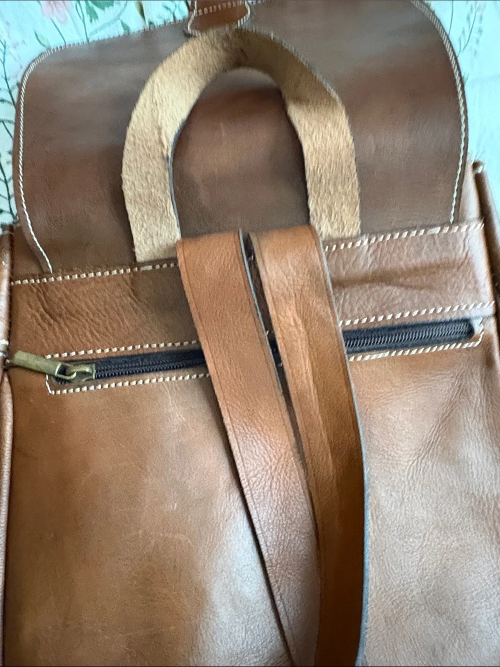 Handcrafted Moroccan Leather Kilim Backpack - Boho Rug Bag